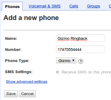 Add Gizmo Phone to Google Voice